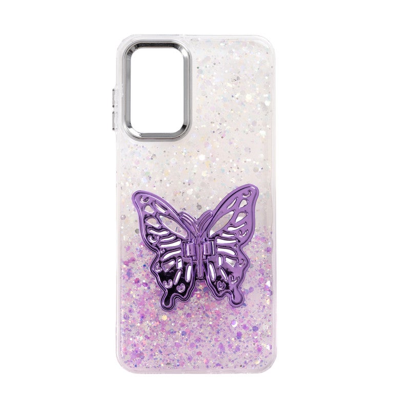 Back Cover Compatible With Samsung A15,  Hard Cover With Soft Edges, Colored Glitter And Camera Protection - Purple