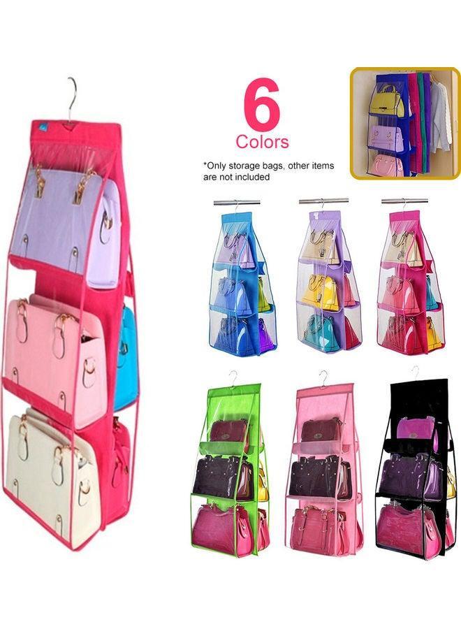 6 Pocket Clear Purse Handbags Organizer Door Closet Shelf Hanging Storage Bag Blue 20*10*20cm  - Image 2