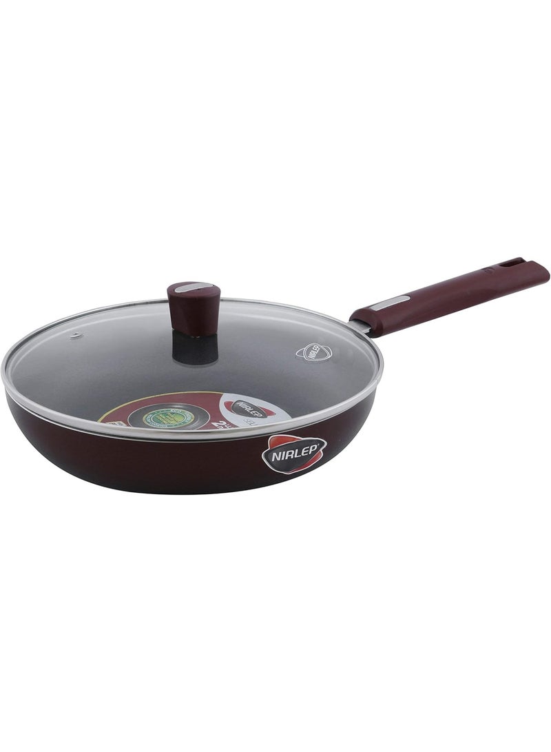 Nirlep Bajaj Electricals Selec+ IJFP24 J Class Aluminium Non Stick 24 Cm Induction Fry Pan with Lid, 3 mm, Maroon - Image 1
