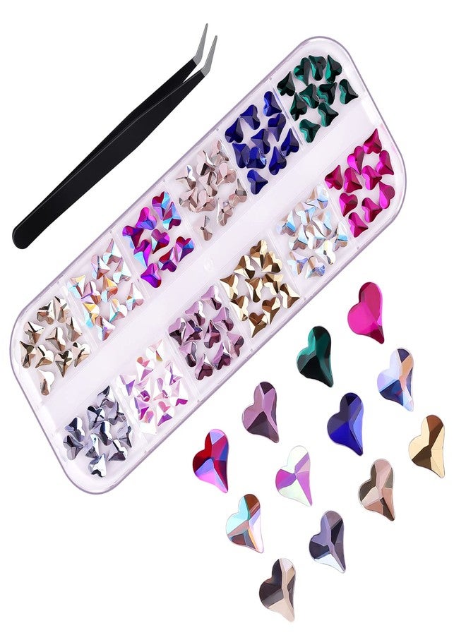 EBANKU Heart Gems, 120PCS Crystal Rhinestones Charms AB Diamond Glitter for Women Holiday Nail Design - Image 1