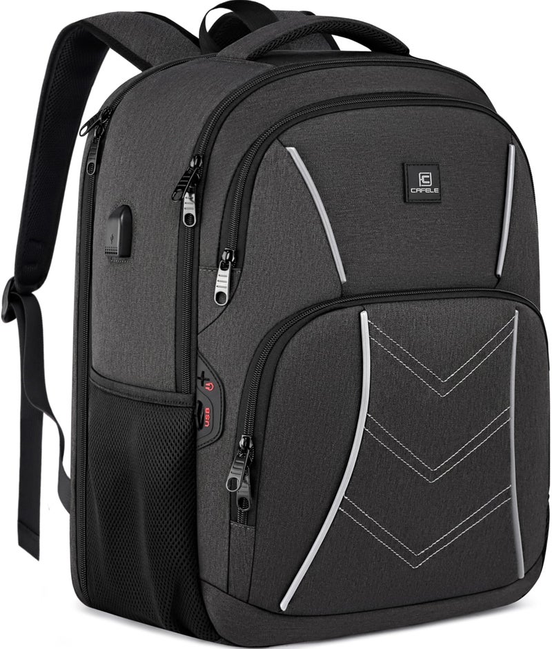 CAFELE TSA Friendly Flight Approved Business Backpack Waterresistant Lightweight School Rucksack Durable Large Weekender Bag Daypack Grey 173 Inch - Image 2