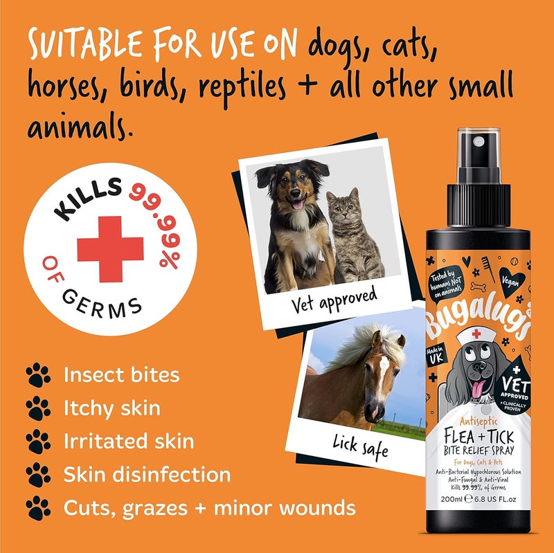 Bugalugs Antiseptic Flea & Tick Bite Relief Spray for Pets - 200ML - Image 4