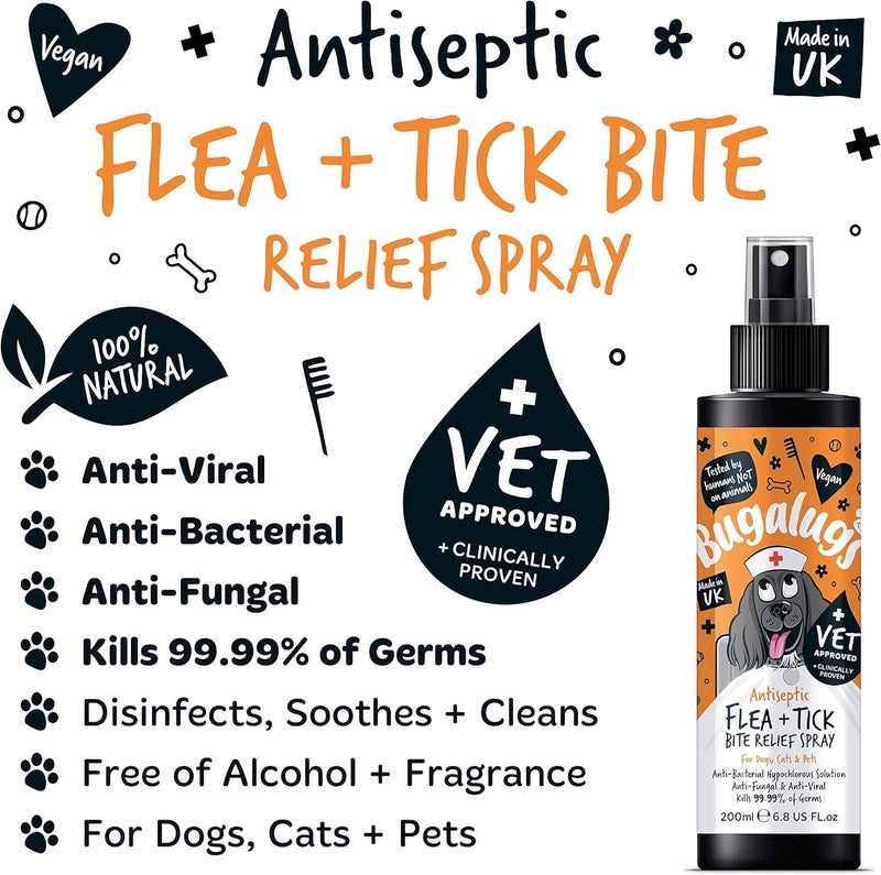 Bugalugs Antiseptic Flea & Tick Bite Relief Spray for Pets - 200ML - Image 5