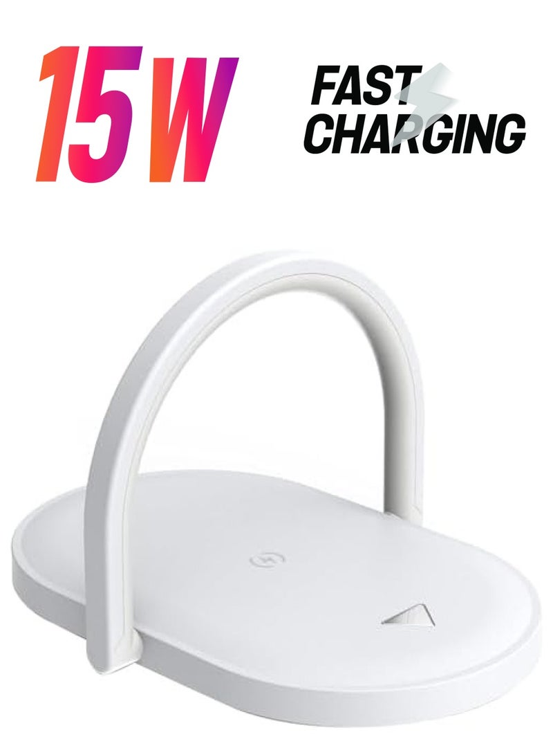 ProOne PWL815 Night Light with Wireless Charger, Bedside Lamp with 15W Fast Charging Station, Phone Stand Wireless Charging Lamps with Touch Control for Bedside, Home, Office(white)  - Image 1