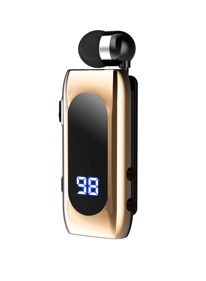 Incoming Call Vibration K55 Bluetooth Headset Lavalier Retractable Cable Smart Bluetooth Headset Sports Single Ear In-Ear Gold - Image 1