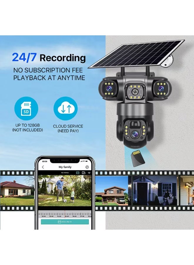 Momozone كاميرا أمنية شمسية كاميرا أمان 4G كاميرا CCTV بدقة 4K بطارية ثلاثية العدسات شاشة ثلاثية كاميرا مراقبة خارجية للمنزل الذكي - Image 5
