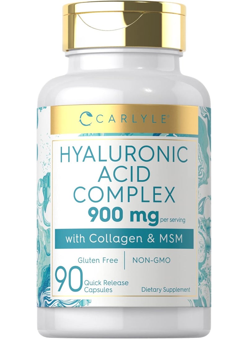 Carlyle Hyaluronic Acid Complex Supplement with Collagen & MSM, 900 mg, 90 Quick Release Capsules - Image 1