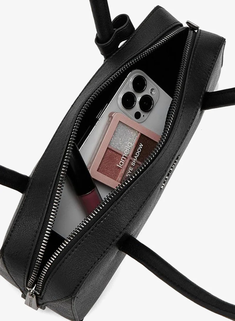 Flora Bella By Shoexpress BLACK Solid Shoulder Bag With Zip Closure for Women | Best Price UAE