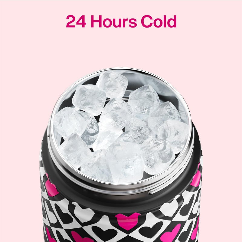 ENCOOL Valentine's Day Insulated Water Bottle with Straw Stainless Steel Water Bottle, Leak-Proof, BPA-Free, Keeps Cold for 24 Hours for Sports, Travel, School (26 oz,Bold Hearts Valentine x White) - Image 2