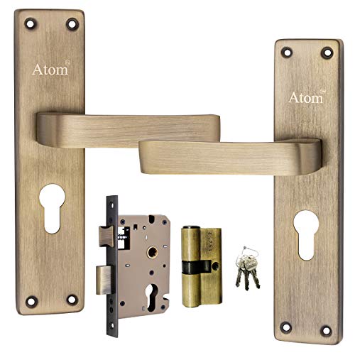 Atom Mortise Door Lock with Both Sided Key for Bedroom, Living Room, Main Door, Brass Antique Finish | 3 Keys | Lockset for House Hotel Office(803CYBSK) - Image 1