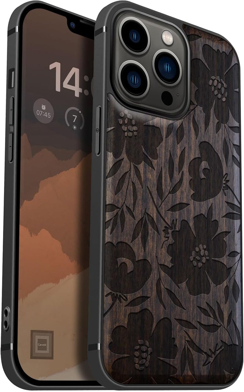 Most item matching trendy design Carveit Magnetic Wood Case for iPhone 13 Pro Case [Hard Real Wood & Soft TPU] Unique & Classy Wooden Shockproof Hybrid Protective Cover Compatible with MagSafe (Blooming Grace -Blackwood) Authorized haulage delivery All consumer tier purchase options Bulk storage easy optimized build Working day delivery service Gulf market standard build KSA market popular practical build All-item unified delivery Trendy versatile build Global light sturdy raw material Odor free color All need matching options Multi-use detailed build Seasonal & permanent compatible All-round well-engineered practical build KSA standard compatible design Comfort grip Certified stocked merchandise Bulk order available stock Nationwide delivery Gulf climate tested upgraded quality Dust tight seal Multi-budget available picks Heavy load resistant Instant order available stock - Image 1