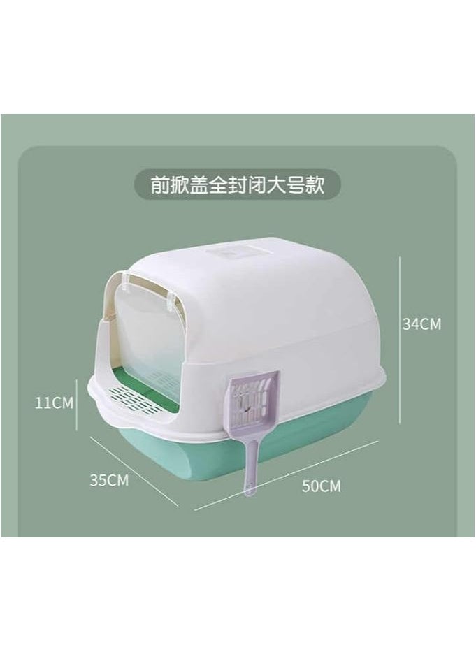 TRADE BAY Cat Litter Box Fully Enclosed Cat Toilet with Door Large Cat Litter Pan Cat Potty with Cat Litter Scoop Anti-Splash Kitten House Litter Boxes Pet Supplies 52x34x34cm  - Image 2