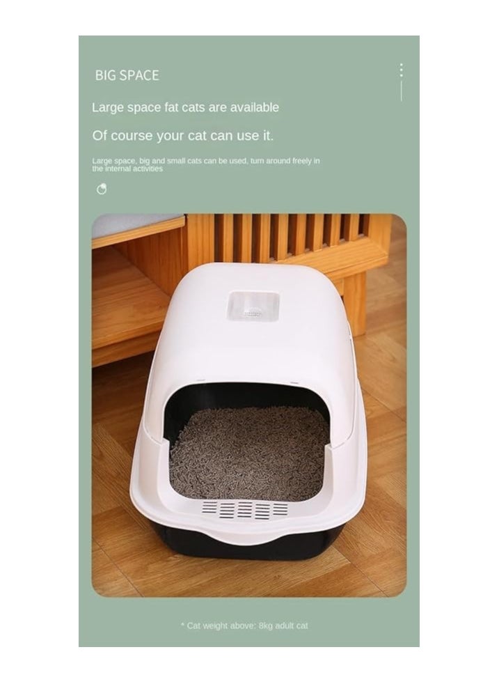 TRADE BAY Cat Litter Box Fully Enclosed Cat Toilet with Door Large Cat Litter Pan Cat Potty with Cat Litter Scoop Anti-Splash Kitten House Litter Boxes Pet Supplies 52x34x34cm  - Image 3