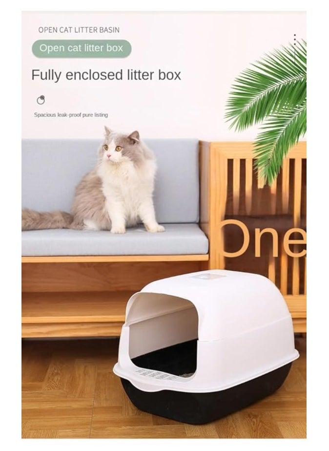 TRADE BAY Cat Litter Box Fully Enclosed Cat Toilet with Door Large Cat Litter Pan Cat Potty with Cat Litter Scoop Anti-Splash Kitten House Litter Boxes Pet Supplies 52x34x34cm  - Image 5