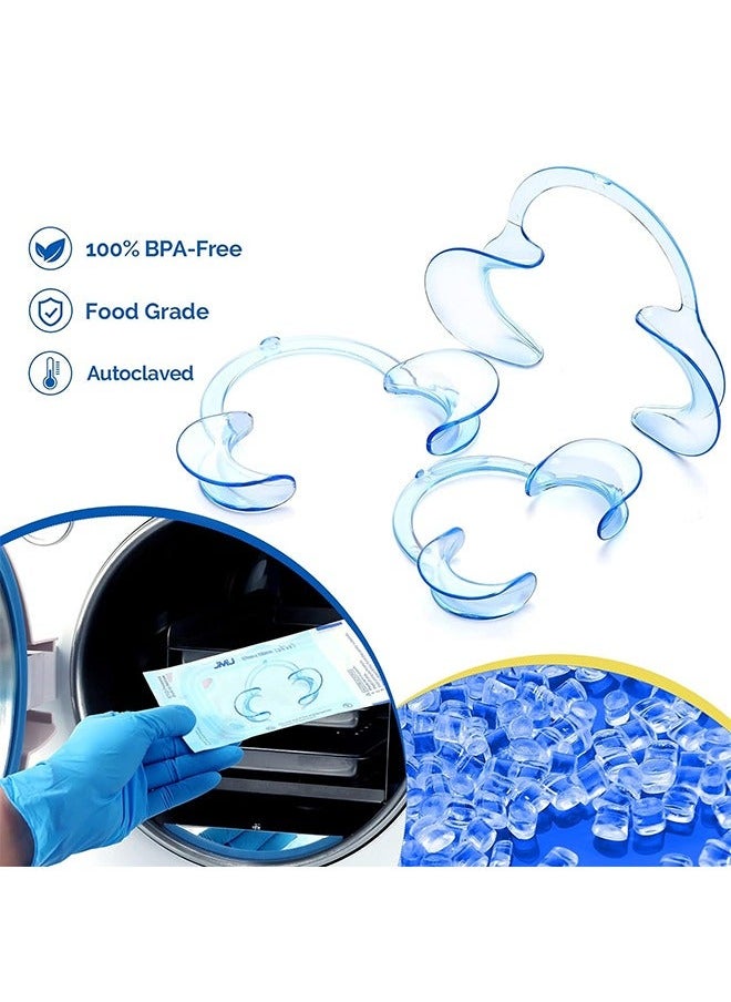 6 Pcs Dental Cheek Retractor, 100% BPA-Free C Shape Autoclavable Mouth Opener Retractors, for Party and Mouthguard Challenge Game (Blue)