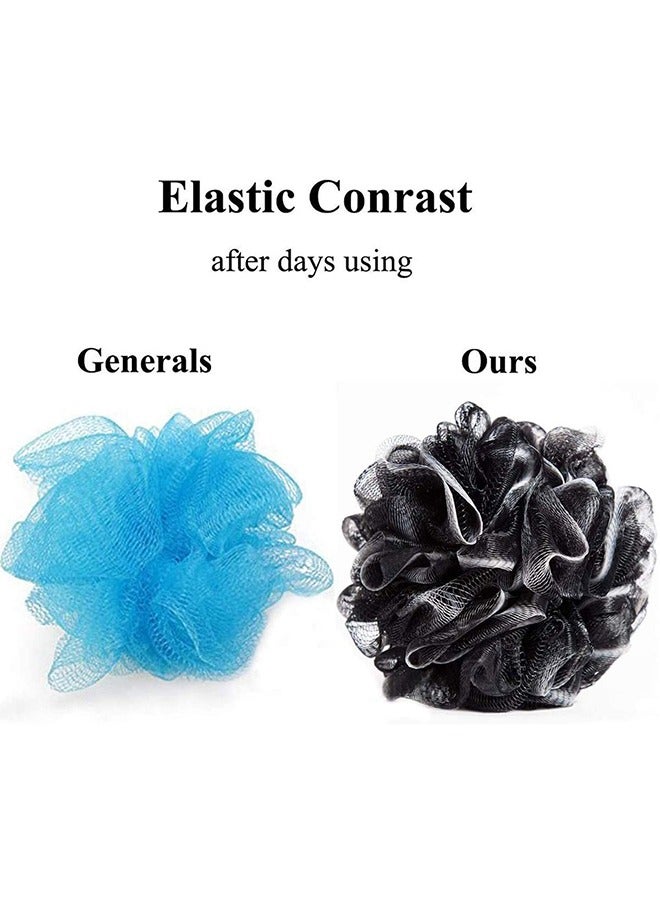 2 pcs Black Bath Sponge Shower Loofahs Pouf Ball, Nature Bamboo Charcoal Mesh Bulk Puffs  - Image 3