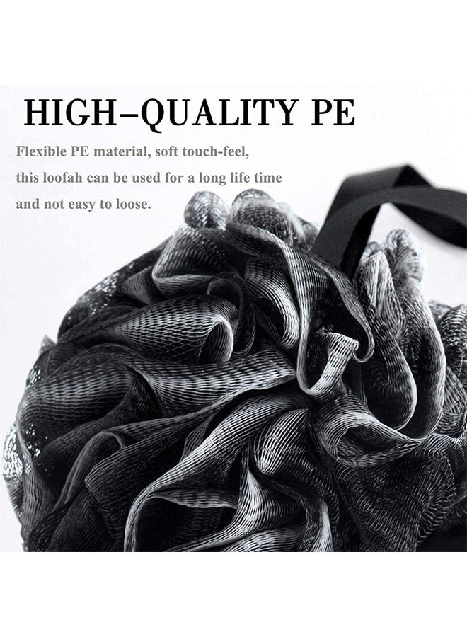 2 pcs Black Bath Sponge Shower Loofahs Pouf Ball, Nature Bamboo Charcoal Mesh Bulk Puffs  - Image 4