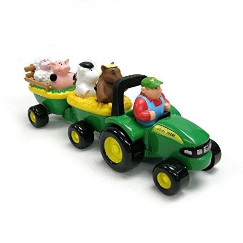 John Deere TOMY John Deere Animal Sounds Hayride Musical Tractor Toy  Musical Hayride and Farm Animal Toddler Toys  Includes Farmer Figure Tractor and 4 Farm Animals  Ages 18 Months and Up - Image 1