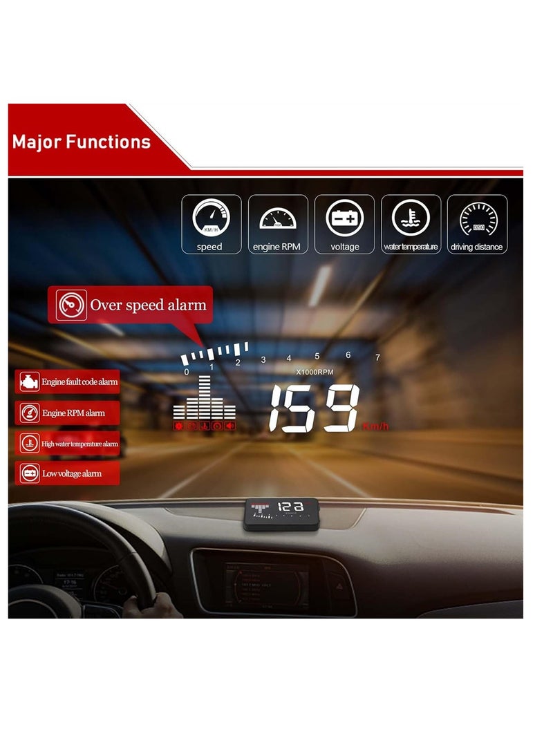 SYOSI Heads up Display for Car Upgrade Digital Speedometer HD Projection With Speed Tacho Water Temperature Altitude Driving Direction Warning Function For Most Vehicles After 2008 - Image 3