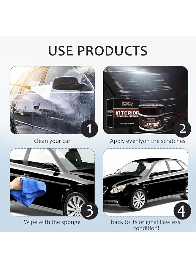 KASTWAVE Portable Dashboard Restorer & Car Interior Plastic Repair Kit – Scratch Remover Wax For Car Trim Restoration, Includes Sponge & Wash Towel, Suitable For All Vehicles, 100G  - Image 5