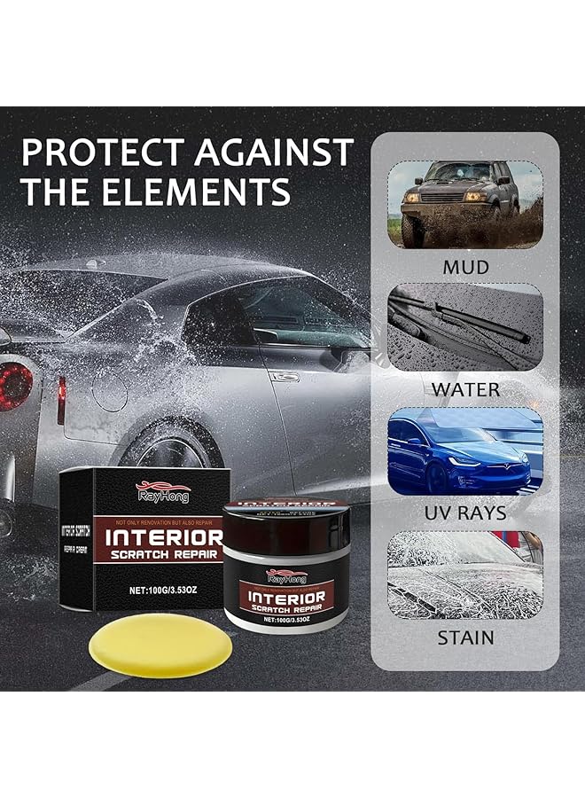 KASTWAVE Portable Dashboard Restorer & Car Interior Plastic Repair Kit – Scratch Remover Wax For Car Trim Restoration, Includes Sponge & Wash Towel, Suitable For All Vehicles, 100G  - Image 3