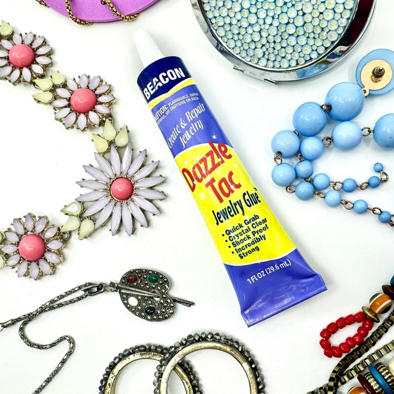 BEACON Dazzle-Tac Extra Strong Jewelry Glue - Crystal Clear, Waterproof & Shock Resistant - Perfect for Base Metals, Glass, Mirror and More, 1-Ounce - Image 2