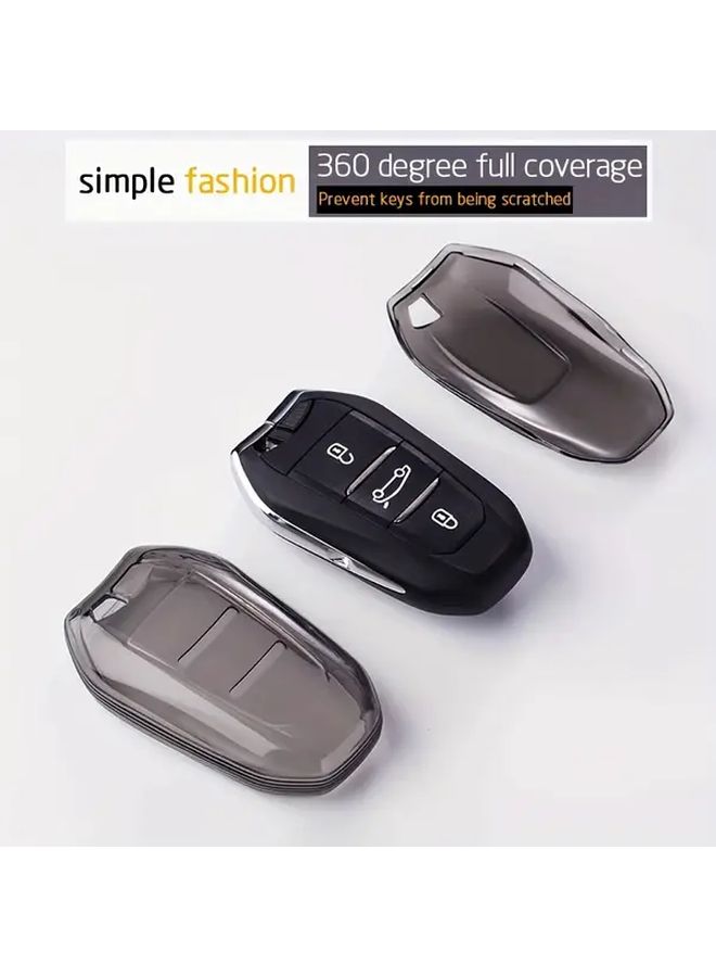 Fashion Transparent Black Car Key Cover with Ring Buckle for Multiple Models - Image 4