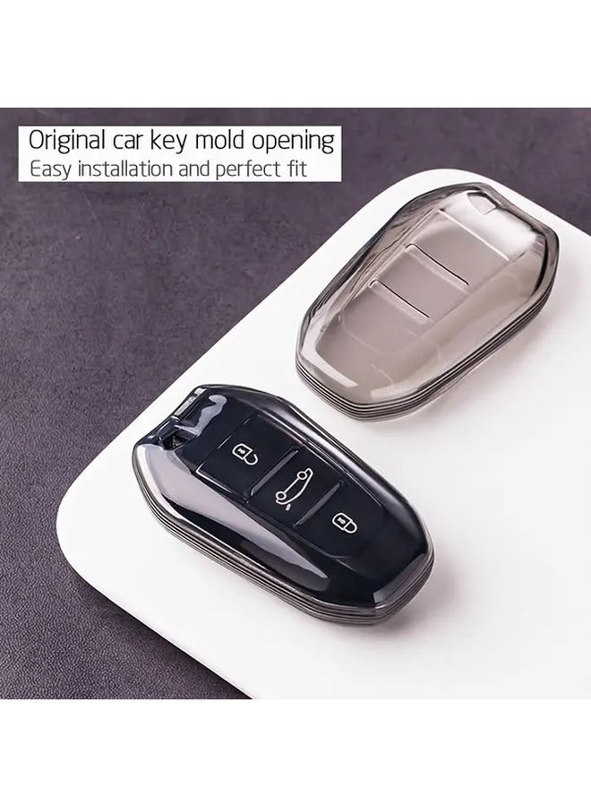 Fashion Transparent Black Car Key Cover with Ring Buckle for Multiple Models - Image 3