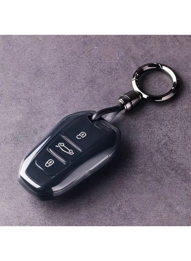 Fashion Transparent Black Car Key Cover with Ring Buckle for Multiple Models - Image 1
