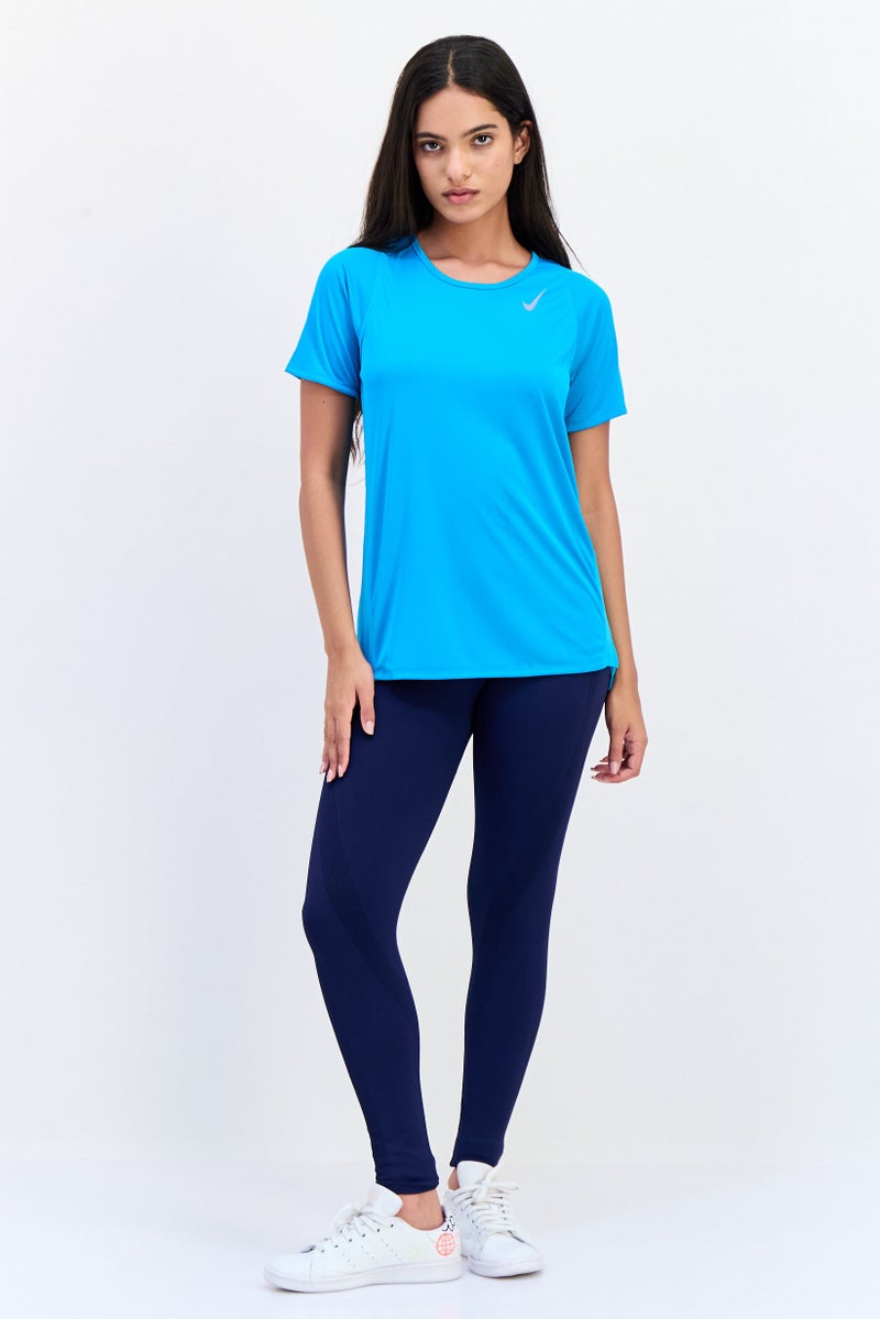 Nike Women Dri Fit Short Sleeve Running T-Shirt, Turquoise - Image 4