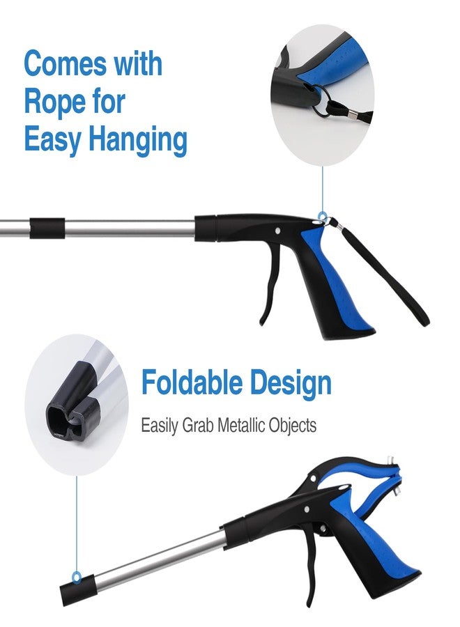 Xth-Nth 2-Pack Grabber Reacher Tool, 32 Inch Extra Long Steel Foldable Pick Up Stick with Strong Grip Magnetic, 90° Rotating Anti-Slip Jaw, Trash Claw Grabber Tool, Hand Grabber for Reaching, Arm Extension - Image 4