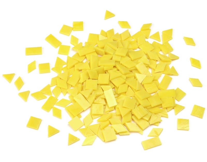Lanyani 200 Mixed Color Glass Mosaic Tiles 4 Shapes Tiffany Stained Glass Pieces for Crafts Sunshine Yellow