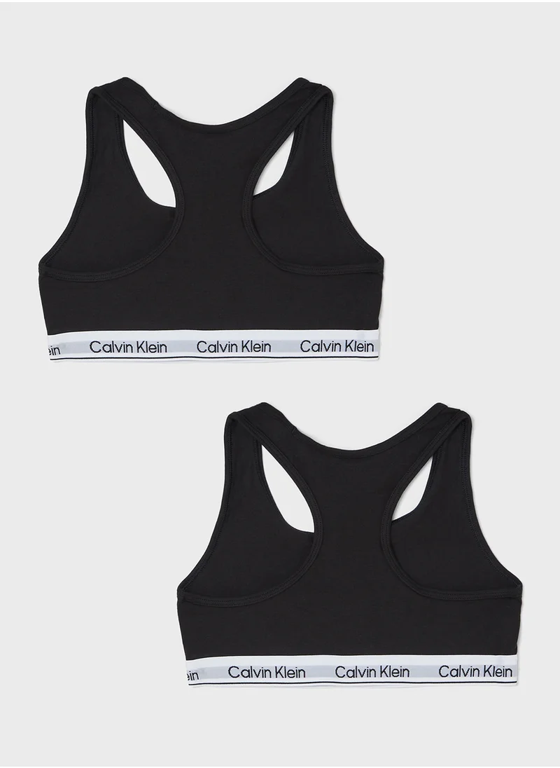 Calvin Klein Jeans Kids Logo Detailed 2 Pack Bralette