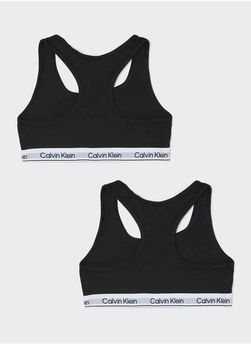 Calvin Klein Jeans Kids Logo Detailed 2 Pack Bralette  - Image 1