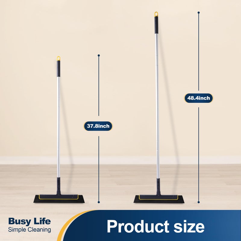 Yocada Floor Squeegee Broom EVA Foam Blade Aluminum Pole for Shower Bathroom Kitchen Home Tile Pet Hair Fur Floor Marble Glass Window Water Foam Cleaning Long Adjustable Removable Handle Anti Static - Image 3