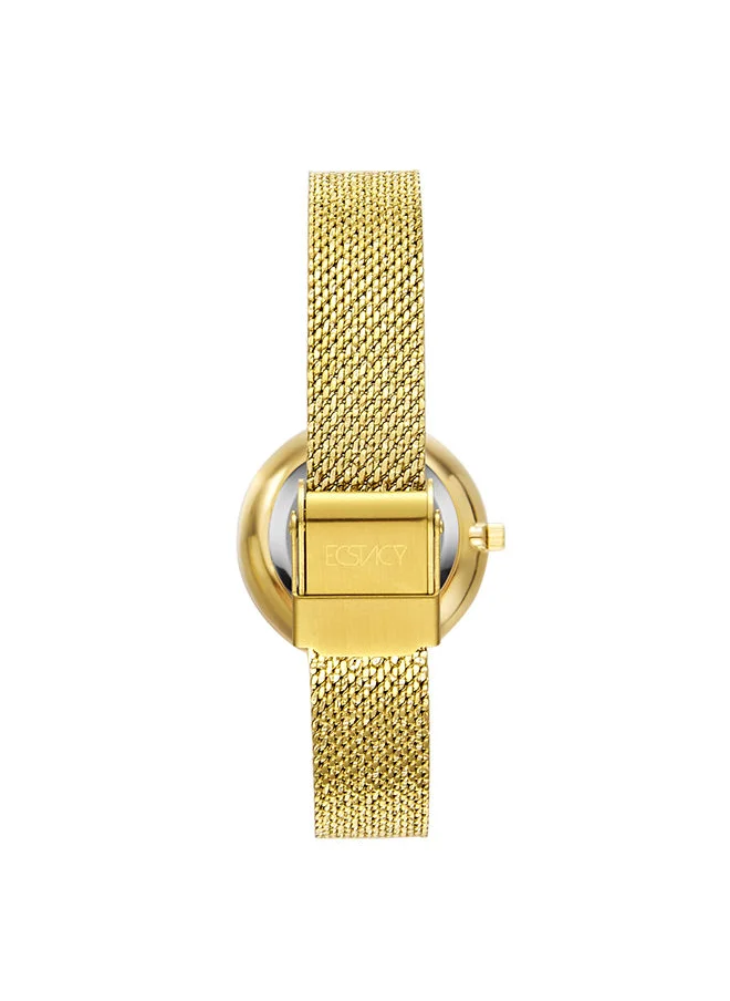 إكستاسي Ecstacy Women's Japan Quartz Movement Watch, Analog Display and Mesh Strap - E20506-GMGMC, Gold