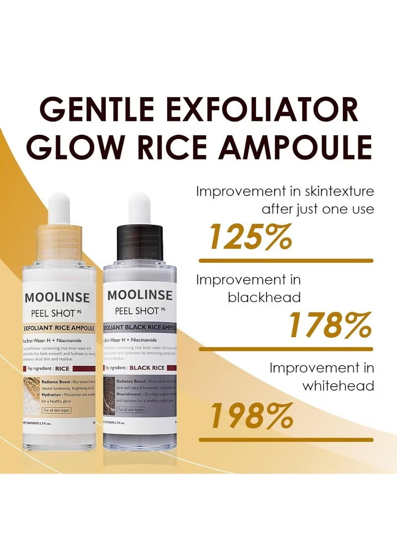 2 Piece Set, Peel Shot Exfoliat Rice Ampoule 80ml and Exfoliat Black Rice Ampoule 80ml，Pores, Blackheads, Sebum Peeling, Exfoliating Care - Image 2