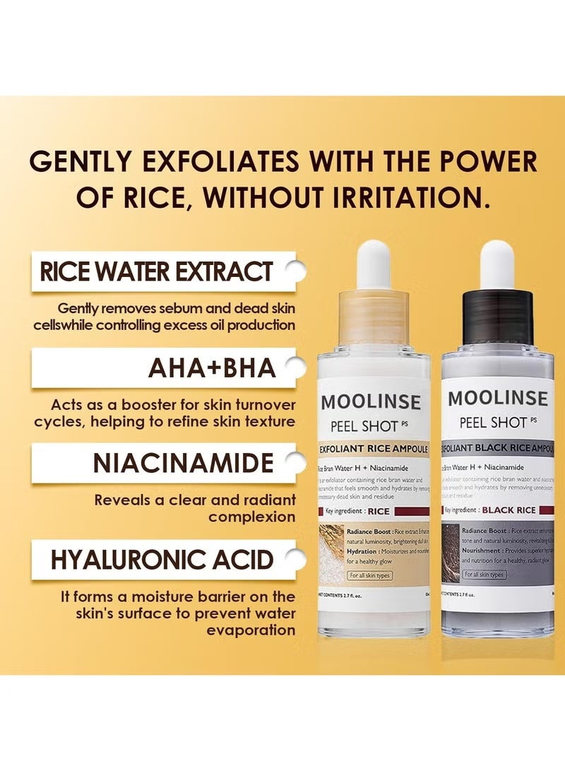 2 Piece Set, Peel Shot Exfoliat Rice Ampoule 80ml and Exfoliat Black Rice Ampoule 80ml，Pores, Blackheads, Sebum Peeling, Exfoliating Care - Image 3