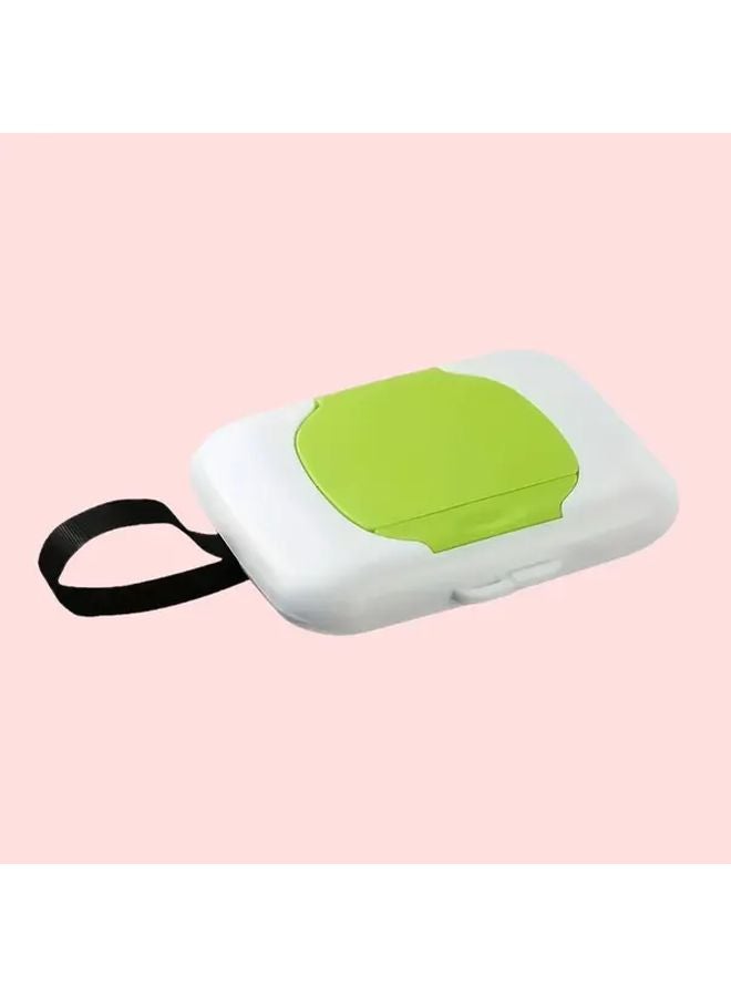 Green Portable Wet Wipe Dispenser Box with Hanging Rope Durable PP Travel Essential - Image 1