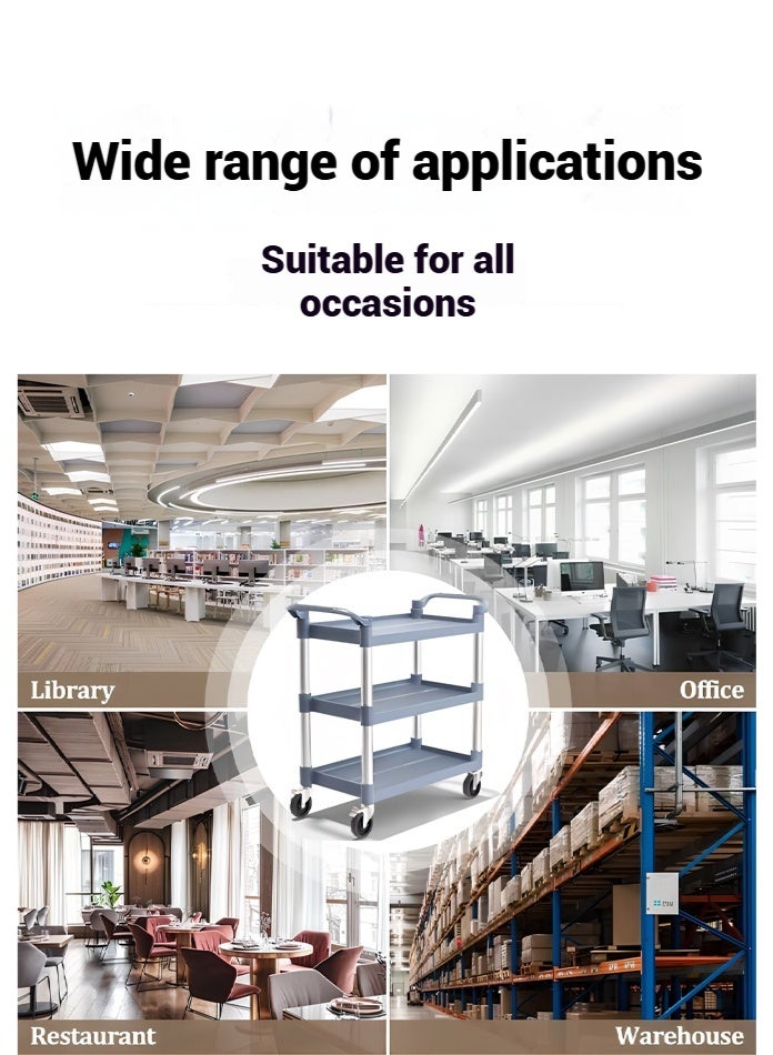 ليون هوم عربة طعام صغيرة مع رفوف، بيضاء، 100 × 70 × 49 سم - Image 2