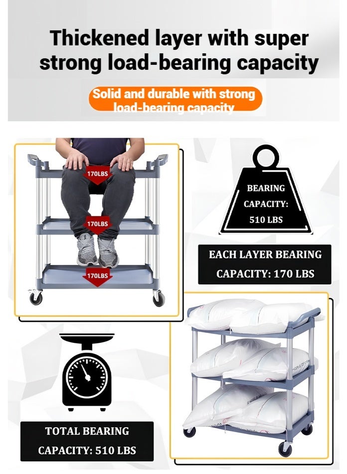 ليون هوم عربة طعام صغيرة مع رفوف، بيضاء، 100 × 70 × 49 سم - Image 4