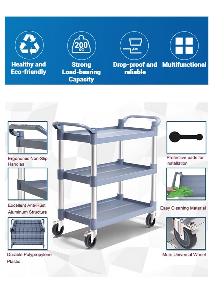 ليون هوم عربة طعام صغيرة مع رفوف، بيضاء، 100 × 70 × 49 سم - Image 3