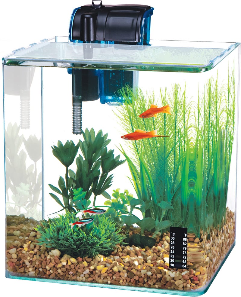 Penn Plax Penn-Plax Water-World Vertex Desktop Aquarium Kit - Perfect for Shrimp & Small Fish - 5 Gallon Tank - Image 1