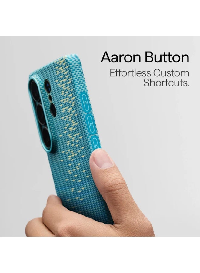 PITAKA Edge Case for Samsung Galaxy S26 Ultra (6.9"), Slim Aramid Fiber Phone Case with Magnetic Compatibility, Ultra-Light Protective Cover, Woven Design – Lucid Blue - Image 3