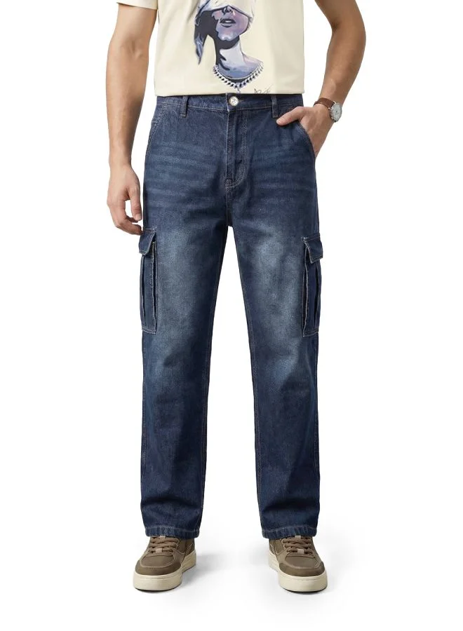 ذا انديان كراج كو Men Relaxed Fit Solid Flap Pocket Mid-Rise Jeans
