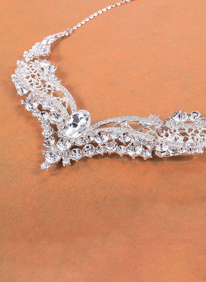 نيبمينينت طقم مجوهرات من أقراط وقلادة مصنوع خليطٍ معدني ذات ثقوب كبيرة ومزين بالكريستال - Image 5