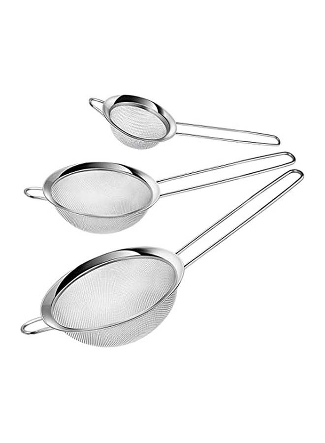 3-Piece Strainer Set Silver 8,10, 12cm
