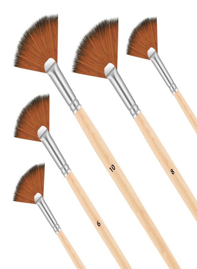 Dimeho Fan Brush for Painting, 5 Pcs Artist Fan Paint Brushes Professional Anti-Shedding Nylon Hair Painting Brush with Long Wood Handle Drawing Supplies for Watercolor Oil Acrylic Painting - Image 1
