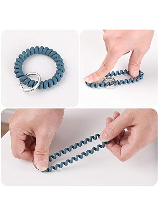 Generic 6PCS Stretchable Wristband Wristlet Keychain Wrist Key Chain Wristlet,Spring Flexible Spiral Wrist Coil ​Wrist Key Holder Key Ring for Sauna Gym Pool ID Badge and Outdoor Sports - Image 4