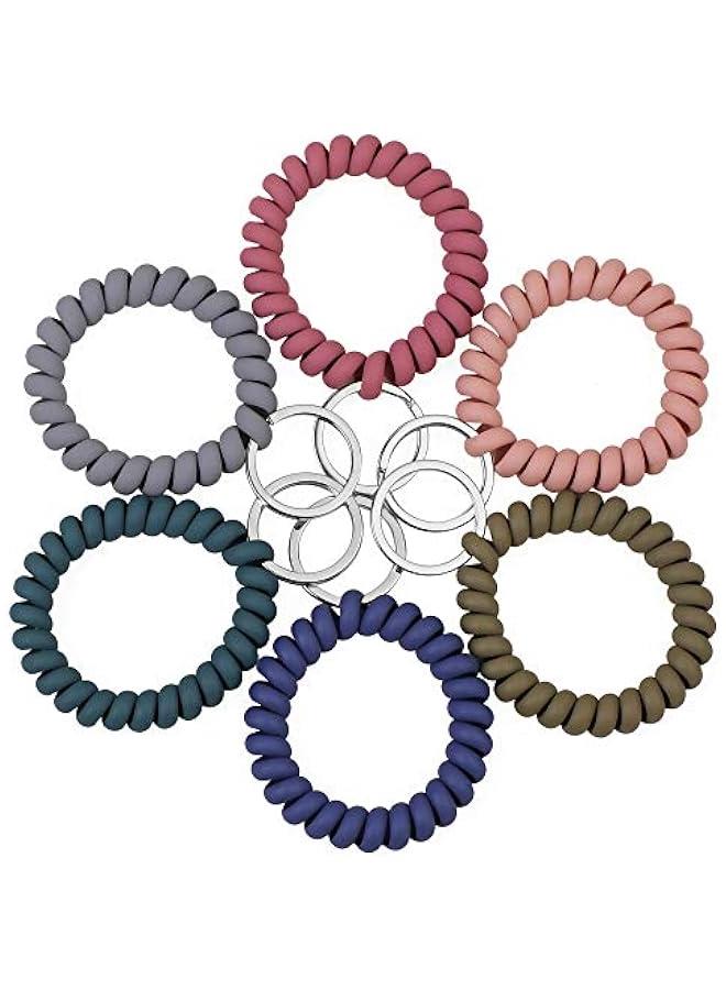 Generic 6PCS Stretchable Wristband Wristlet Keychain Wrist Key Chain Wristlet,Spring Flexible Spiral Wrist Coil ​Wrist Key Holder Key Ring for Sauna Gym Pool ID Badge and Outdoor Sports - Image 2